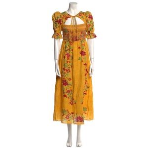 Farm Rio Flower Dream Floral Smocked Puff-Sleeve Maxi Dress